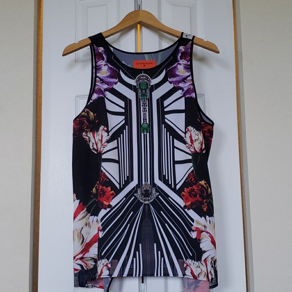 Clover Canyon Printed Split Back Sleeveless Top